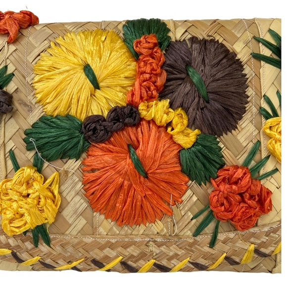 Vintage Floral Straw Clutch Bag - Picture 6 of 10